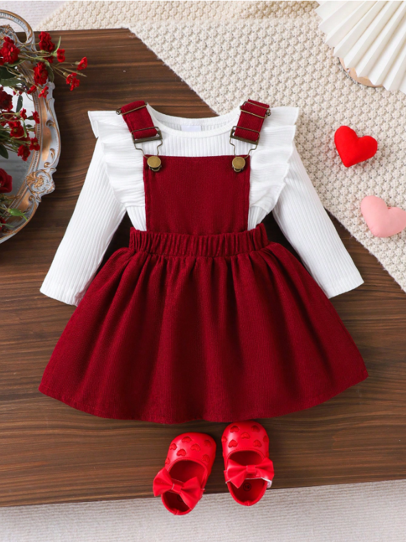 Baby Girl 2-Piece Bodysuit & Corduroy Dress Set – Autumn/Winter