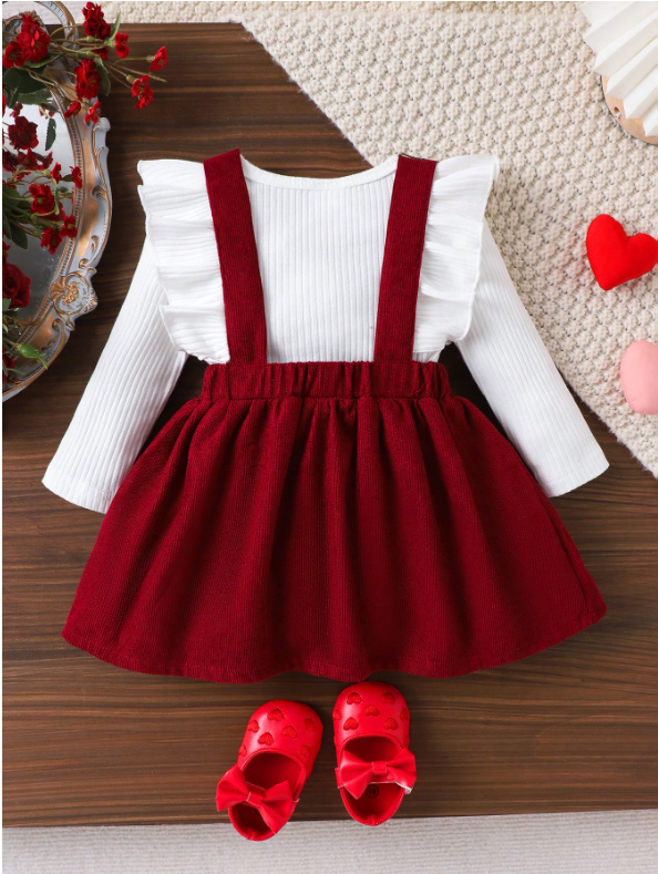 Baby Girl 2-Piece Bodysuit & Corduroy Dress Set – Autumn/Winter
