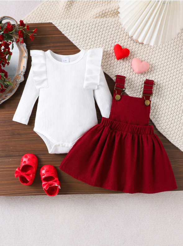 Baby Girl 2-Piece Bodysuit & Corduroy Dress Set – Autumn/Winter