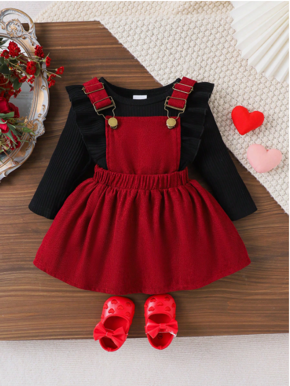 Baby Girl 2-Piece Bodysuit & Corduroy Dress Set – Autumn/Winter
