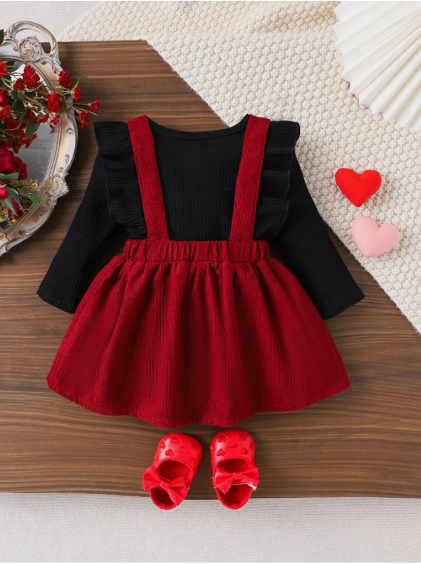 Baby Girl 2-Piece Bodysuit & Corduroy Dress Set – Autumn/Winter