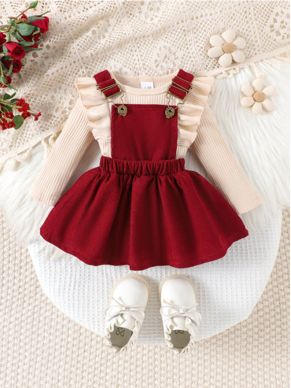 Baby Girl 2-Piece Bodysuit & Corduroy Dress Set – Autumn/Winter