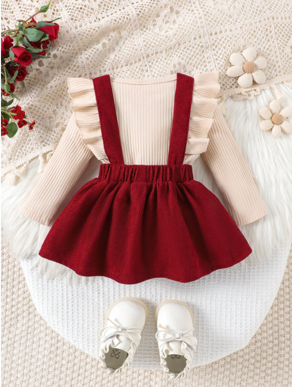 Baby Girl 2-Piece Bodysuit & Corduroy Dress Set – Autumn/Winter