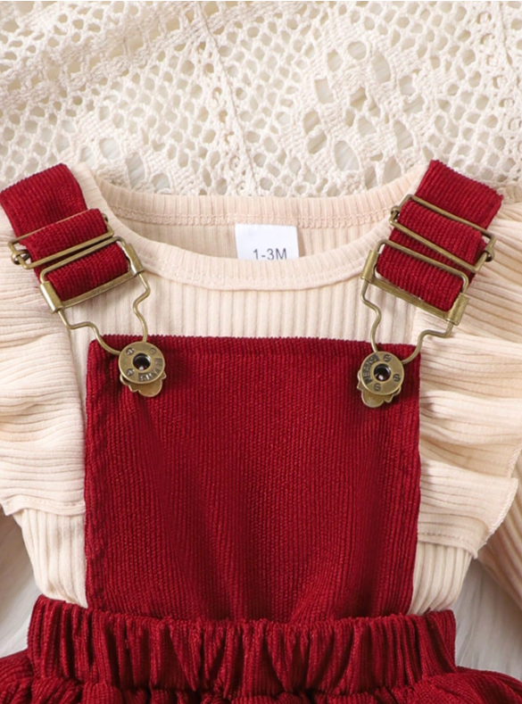 Baby Girl 2-Piece Bodysuit & Corduroy Dress Set – Autumn/Winter