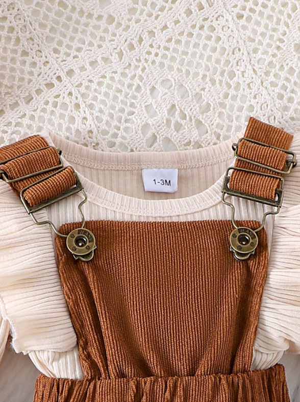 Baby Girl 2-Piece Bodysuit & Corduroy Dress Set – Autumn/Winter