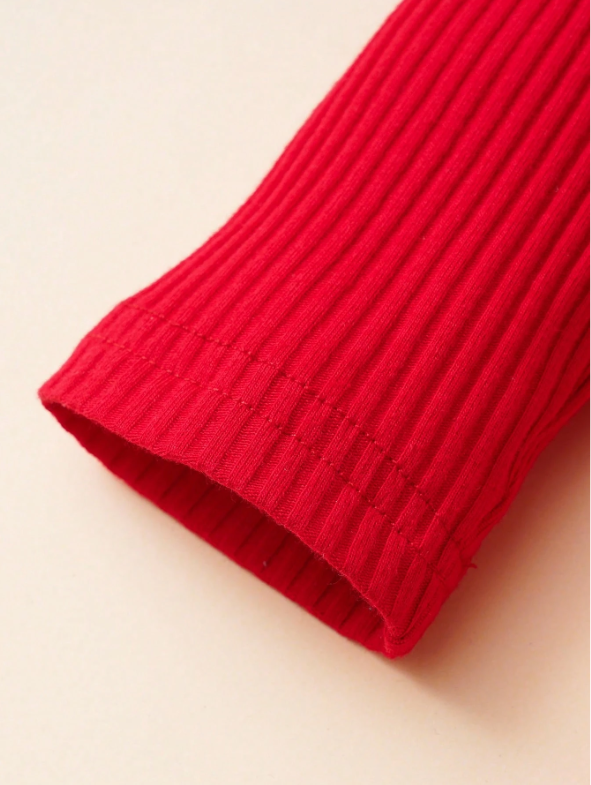 Baby Girl 2-Piece Ribbed Bodysuit & Plaid Overall Dress Set