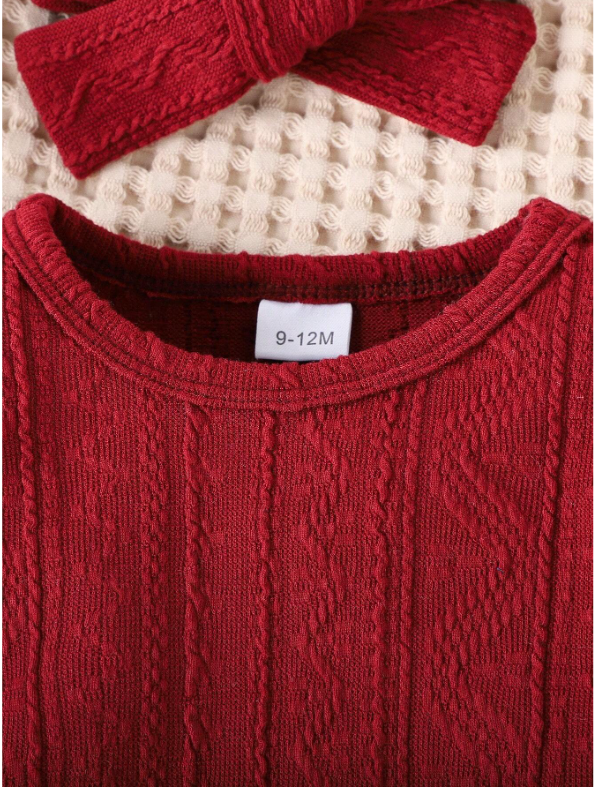 Baby Girl Burgundy Lace-Trim Bodysuit & Socks Set – Fall/Winter