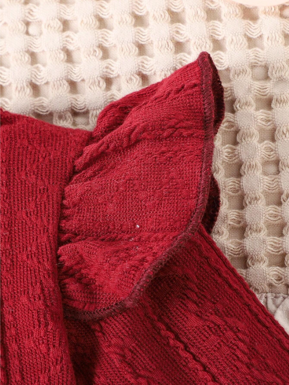 Baby Girl Burgundy Lace-Trim Bodysuit & Socks Set – Fall/Winter