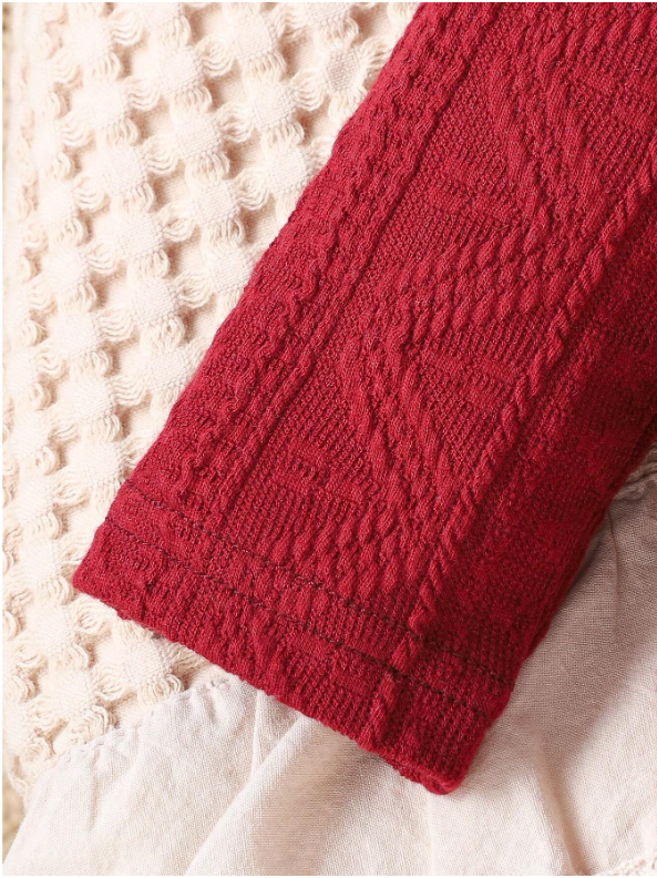 Baby Girl Burgundy Lace-Trim Bodysuit & Socks Set – Fall/Winter