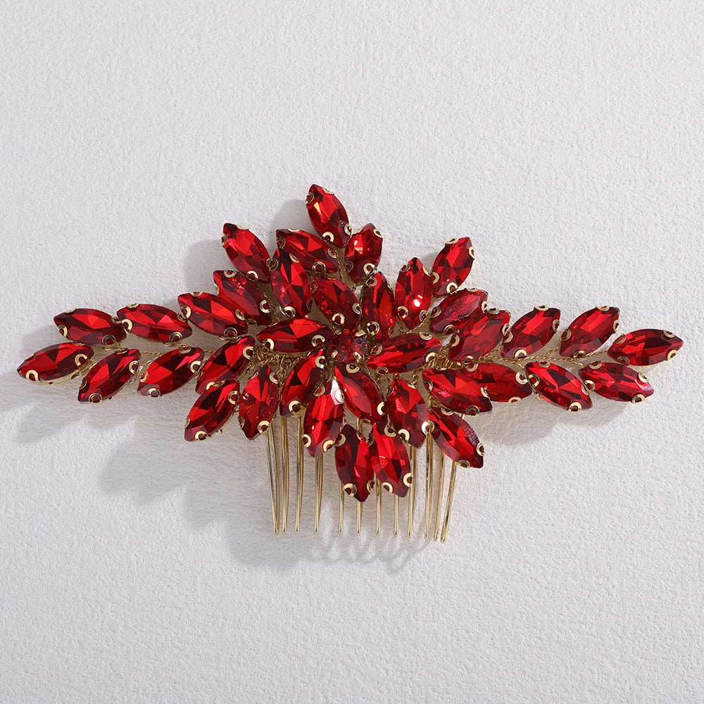 Trendy Rhinestone Bridal Bride Hair Comb Handmade Wedding Side Hair Comb Accessories Party Hair Piece for Women and Girl Jewelry