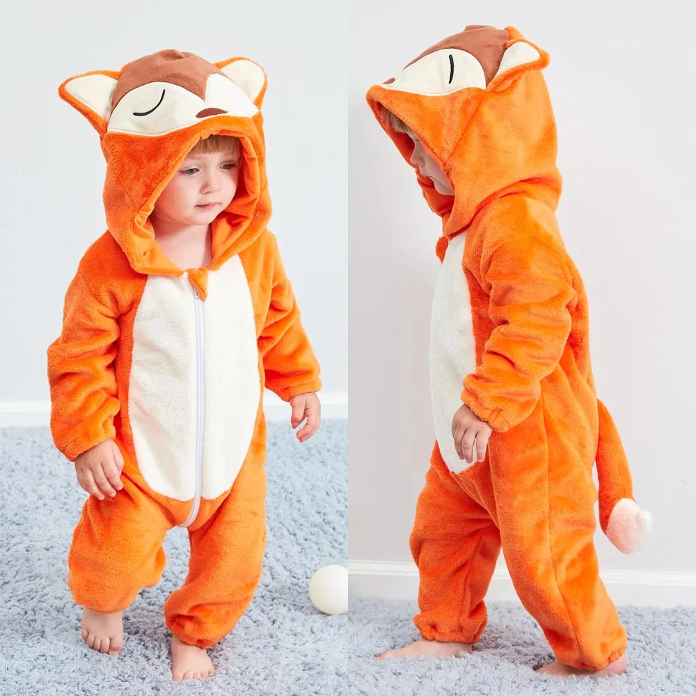 Baby Clothes Winter Pajamas Flannel Thermal Pijamas for Toddler Kids Boys Girls Squirrel Cow Onesies Infant Jumpsuit Pyjamas
