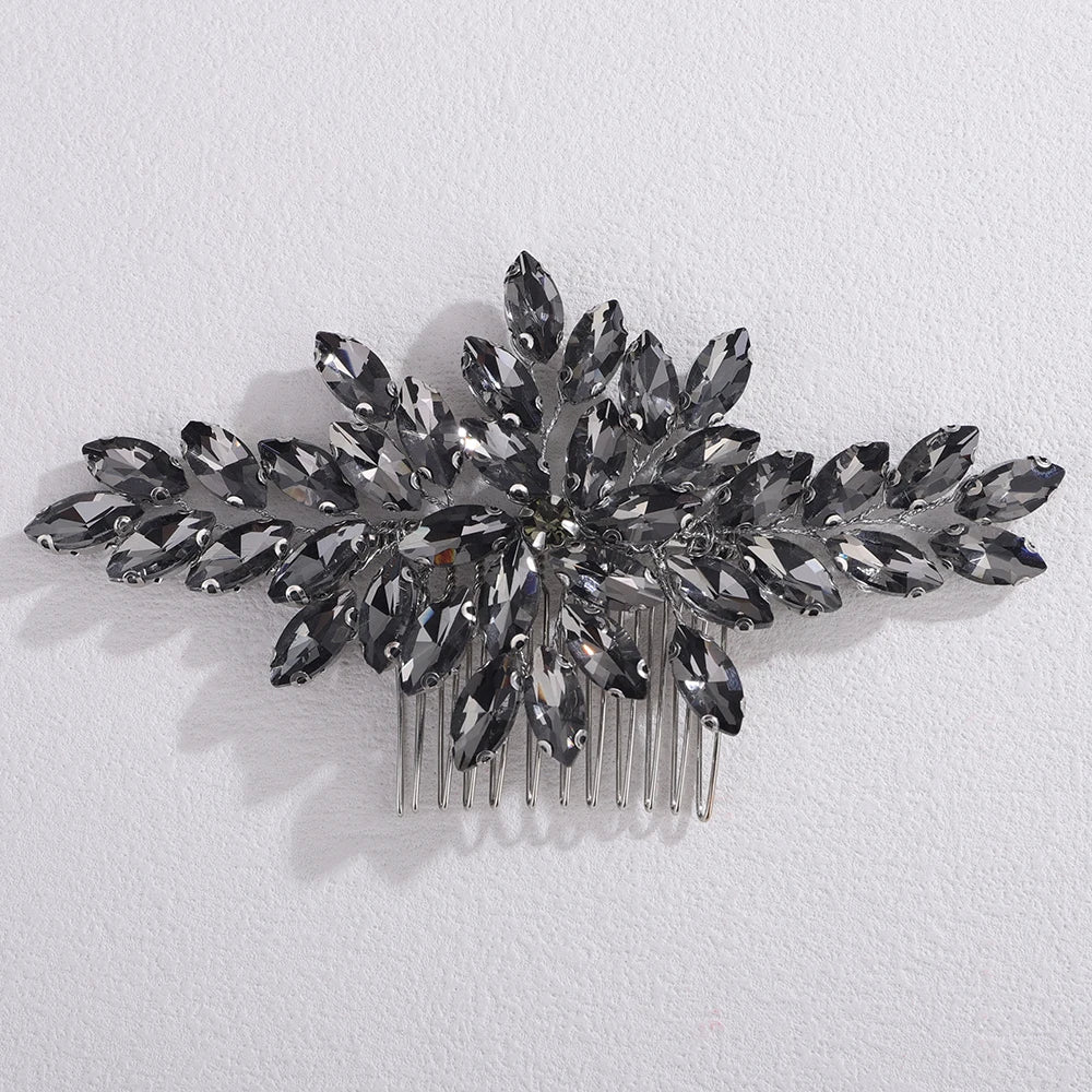 Trendy Rhinestone Bridal Bride Hair Comb Handmade Wedding Side Hair Comb Accessories Party Hair Piece for Women and Girl Jewelry