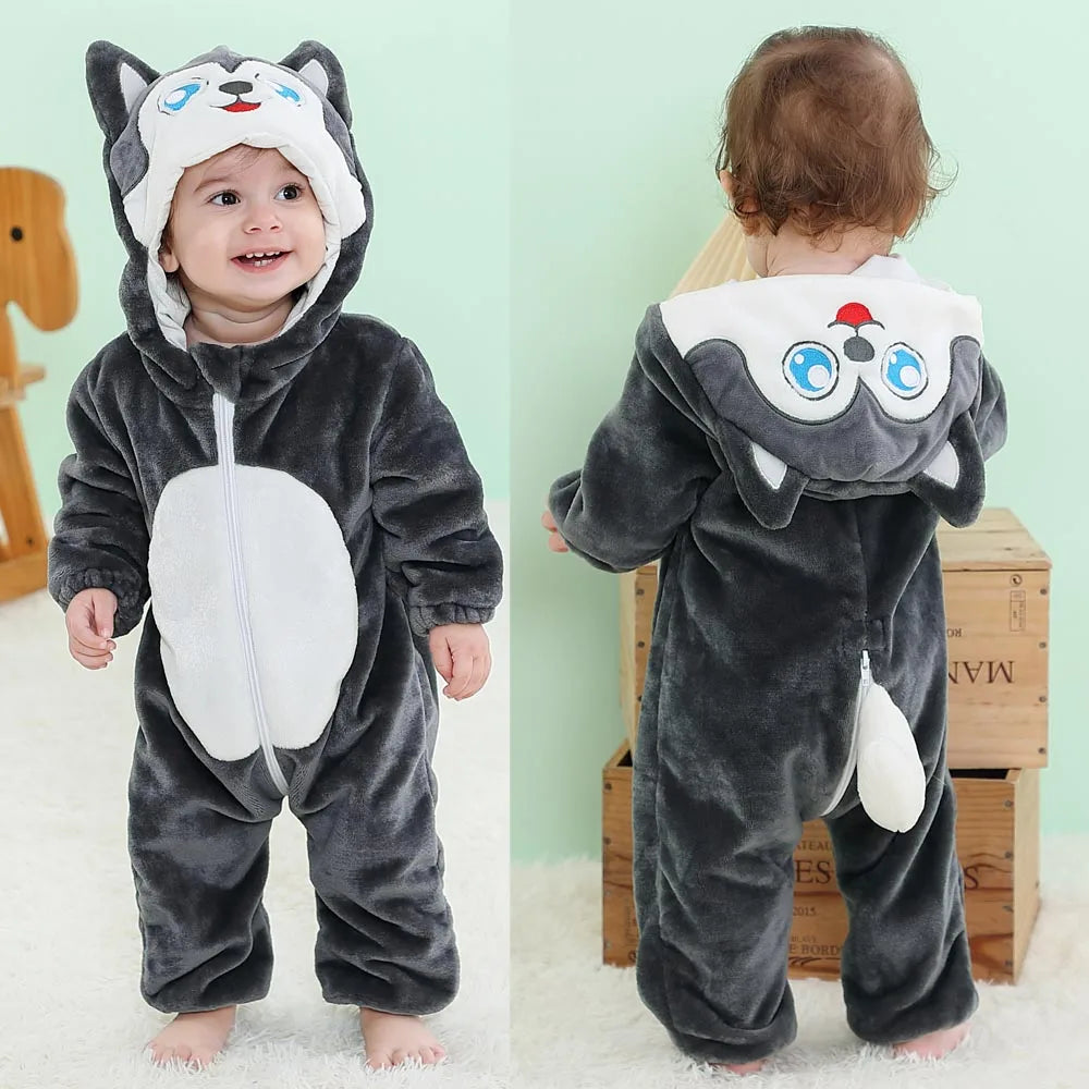 Baby Clothes Winter Pajamas Flannel Thermal Pijamas for Toddler Kids Boys Girls Squirrel Cow Onesies Infant Jumpsuit Pyjamas