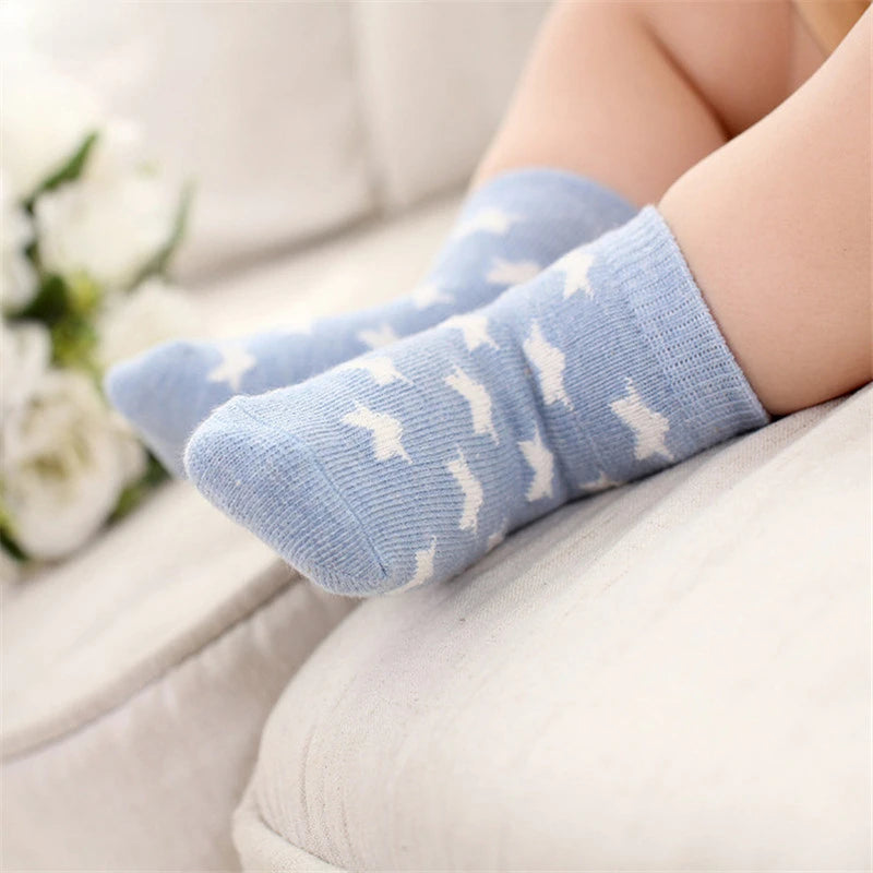 5 Pairs/Lot Kids Soft Cotton Socks Boy Girl Baby Infant Fashion Stripe Warm For Autumn Winter 0-6 Years Children Cartoon Sock