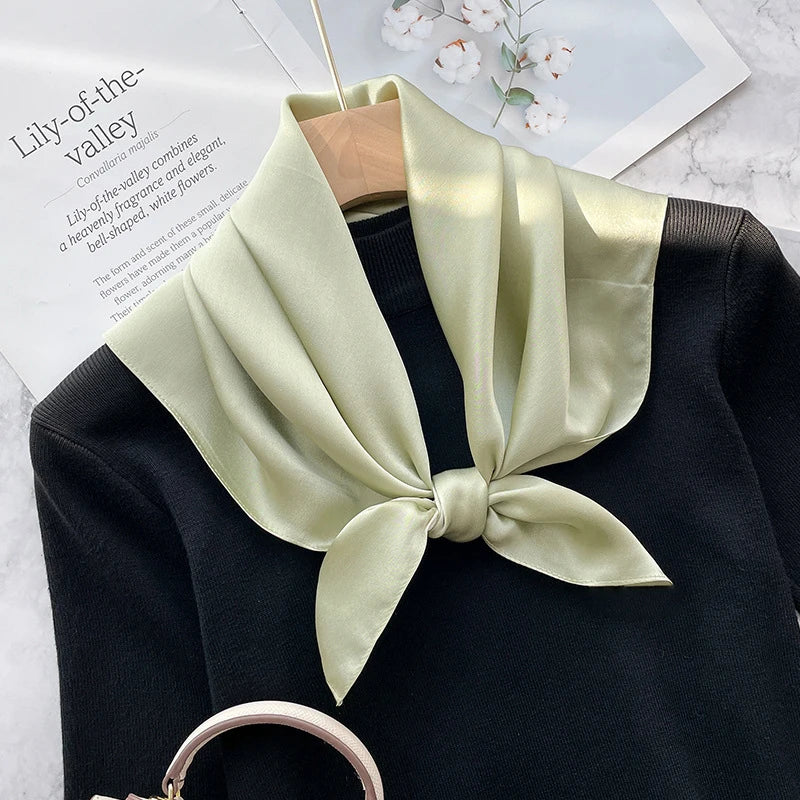 70Cm 100% Mulberry Silk Scarf Women Square Scarves Bandana Wrap Kerchief Mulberry Spring Fashion Luxury Headband Hijab Shawls