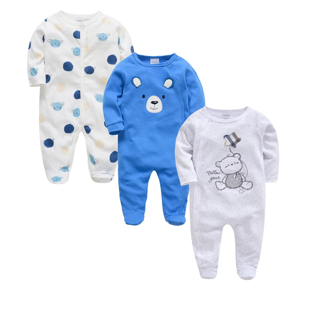 3/4 Pcs a lot Kavkas Baby Boy Rompers Newborn Cotton Girls Clothes Long Sleeve Summer Soft Jumpsuit O-neck 0-12m Onesie Clothing