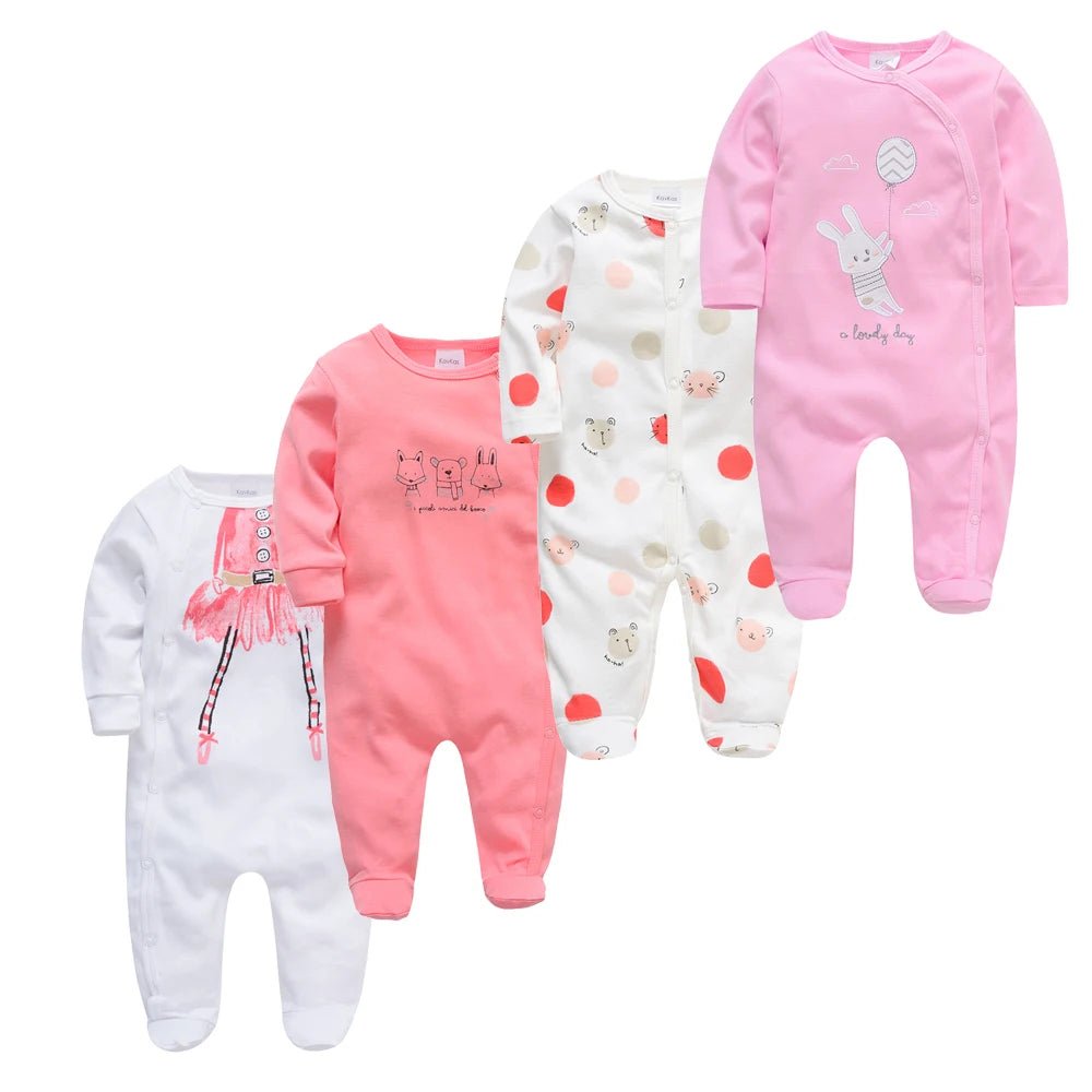 3/4 Pcs a lot Kavkas Baby Boy Rompers Newborn Cotton Girls Clothes Long Sleeve Summer Soft Jumpsuit O-neck 0-12m Onesie Clothing