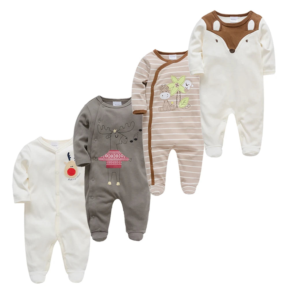 3/4 Pcs a lot Kavkas Baby Boy Rompers Newborn Cotton Girls Clothes Long Sleeve Summer Soft Jumpsuit O-neck 0-12m Onesie Clothing