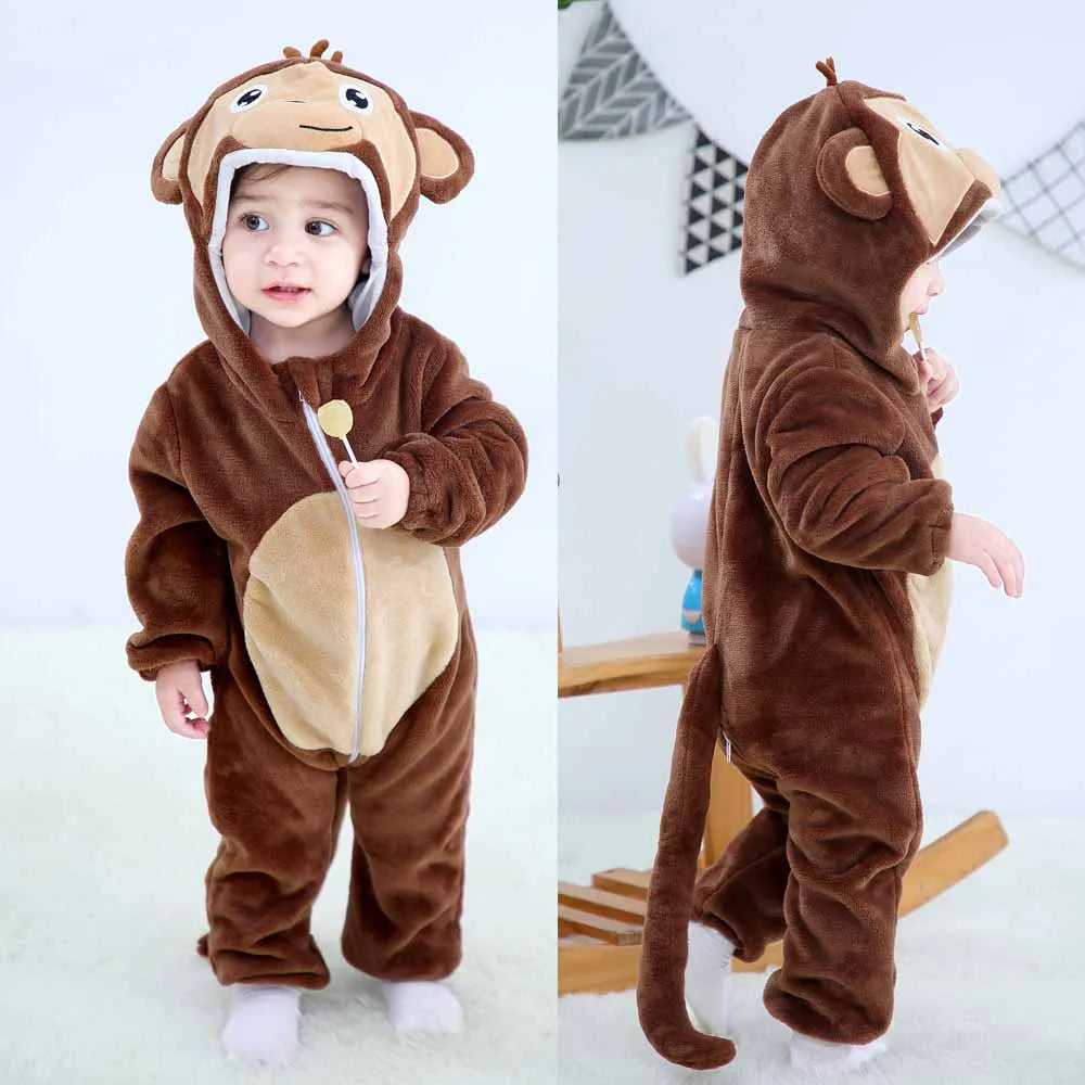 Baby Clothes Winter Pajamas Flannel Thermal Pijamas for Toddler Kids Boys Girls Squirrel Cow Onesies Infant Jumpsuit Pyjamas