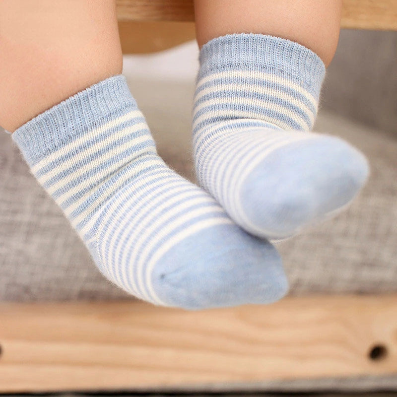 5 Pairs/Lot Kids Soft Cotton Socks Boy Girl Baby Infant Fashion Stripe Warm For Autumn Winter 0-6 Years Children Cartoon Sock