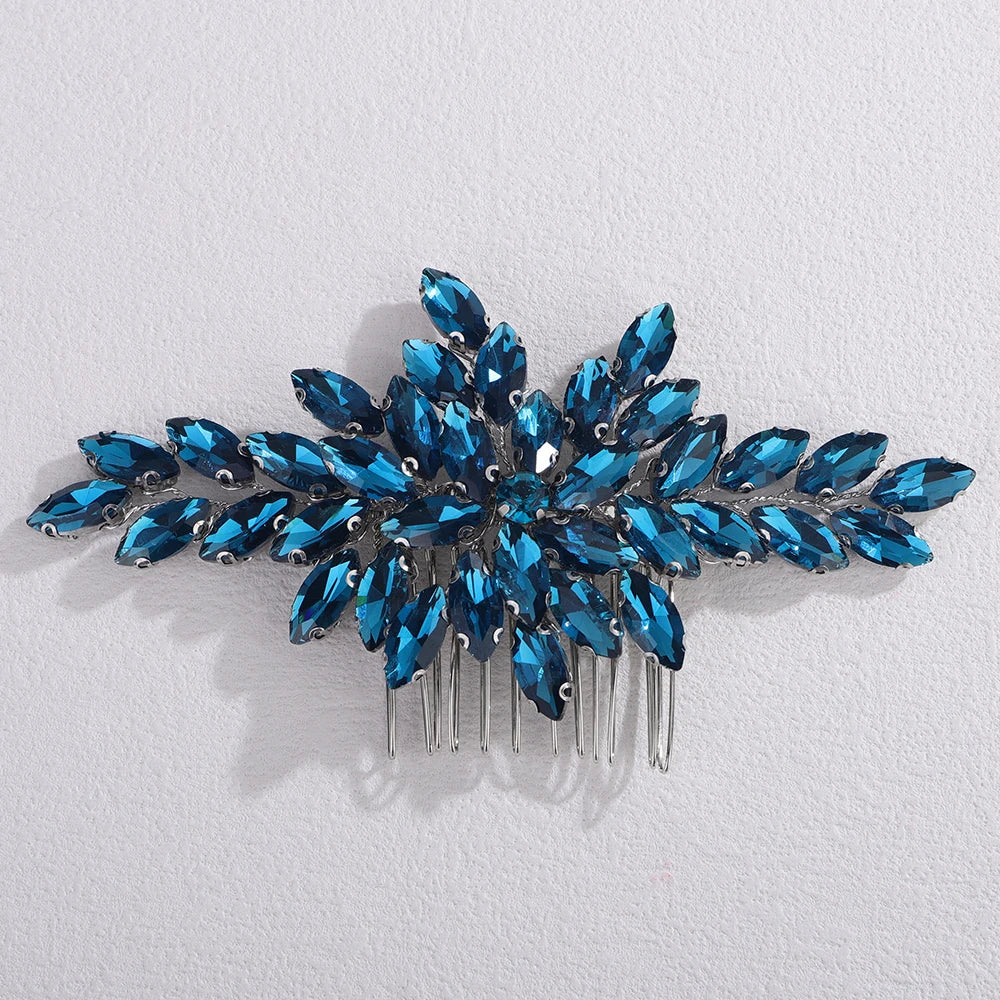 Trendy Rhinestone Bridal Bride Hair Comb Handmade Wedding Side Hair Comb Accessories Party Hair Piece for Women and Girl Jewelry