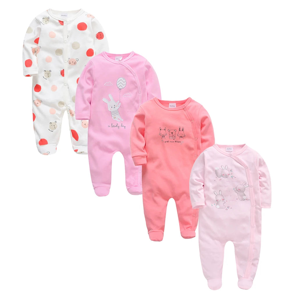 3/4 Pcs a lot Kavkas Baby Boy Rompers Newborn Cotton Girls Clothes Long Sleeve Summer Soft Jumpsuit O-neck 0-12m Onesie Clothing