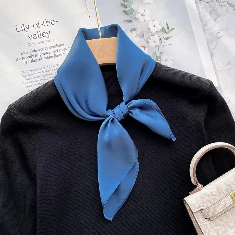 70Cm 100% Mulberry Silk Scarf Women Square Scarves Bandana Wrap Kerchief Mulberry Spring Fashion Luxury Headband Hijab Shawls