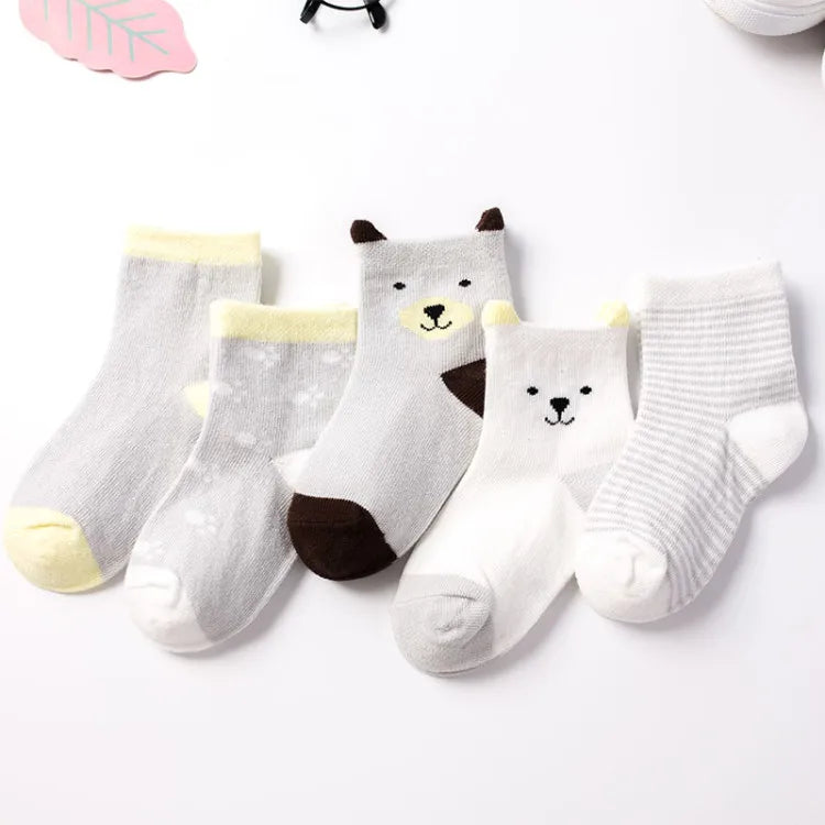 5 Pairs/Lot Kids Soft Cotton Socks Boy Girl Baby Infant Fashion Stripe Warm For Autumn Winter 0-6 Years Children Cartoon Sock