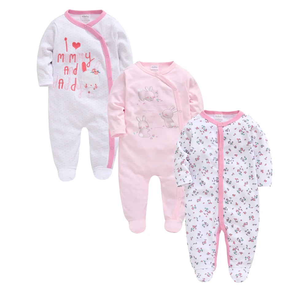 3/4 Pcs a lot Kavkas Baby Boy Rompers Newborn Cotton Girls Clothes Long Sleeve Summer Soft Jumpsuit O-neck 0-12m Onesie Clothing