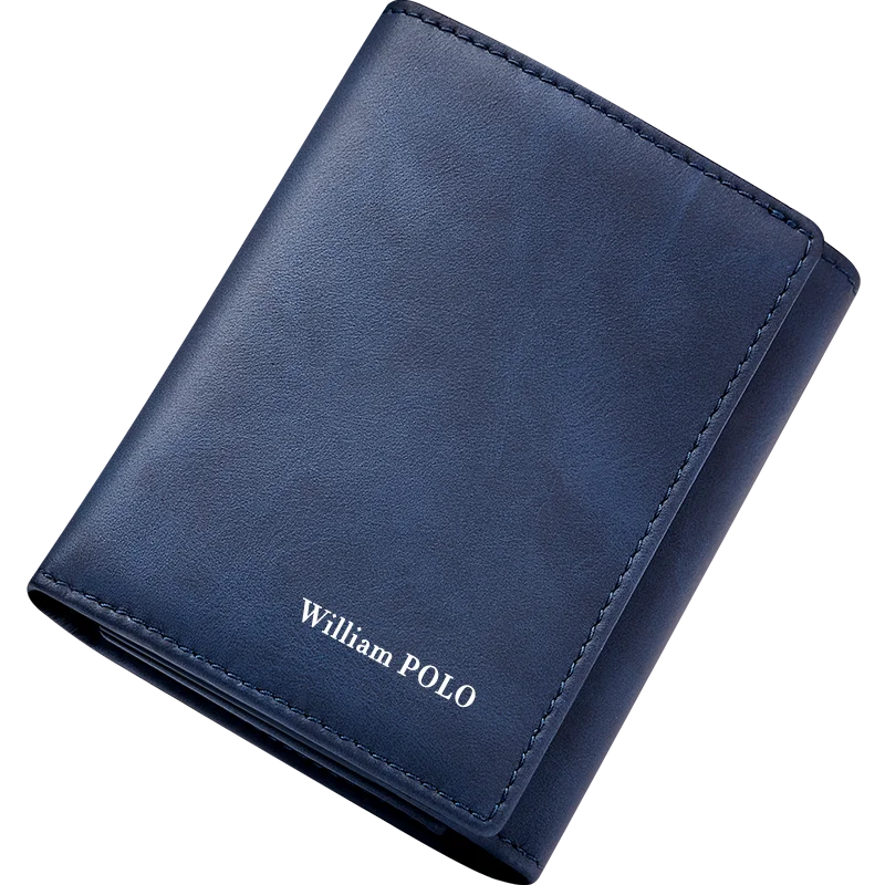 Wallet Men's short multi-functional wallet Driver's license Youth coin wallet card bag casual blue