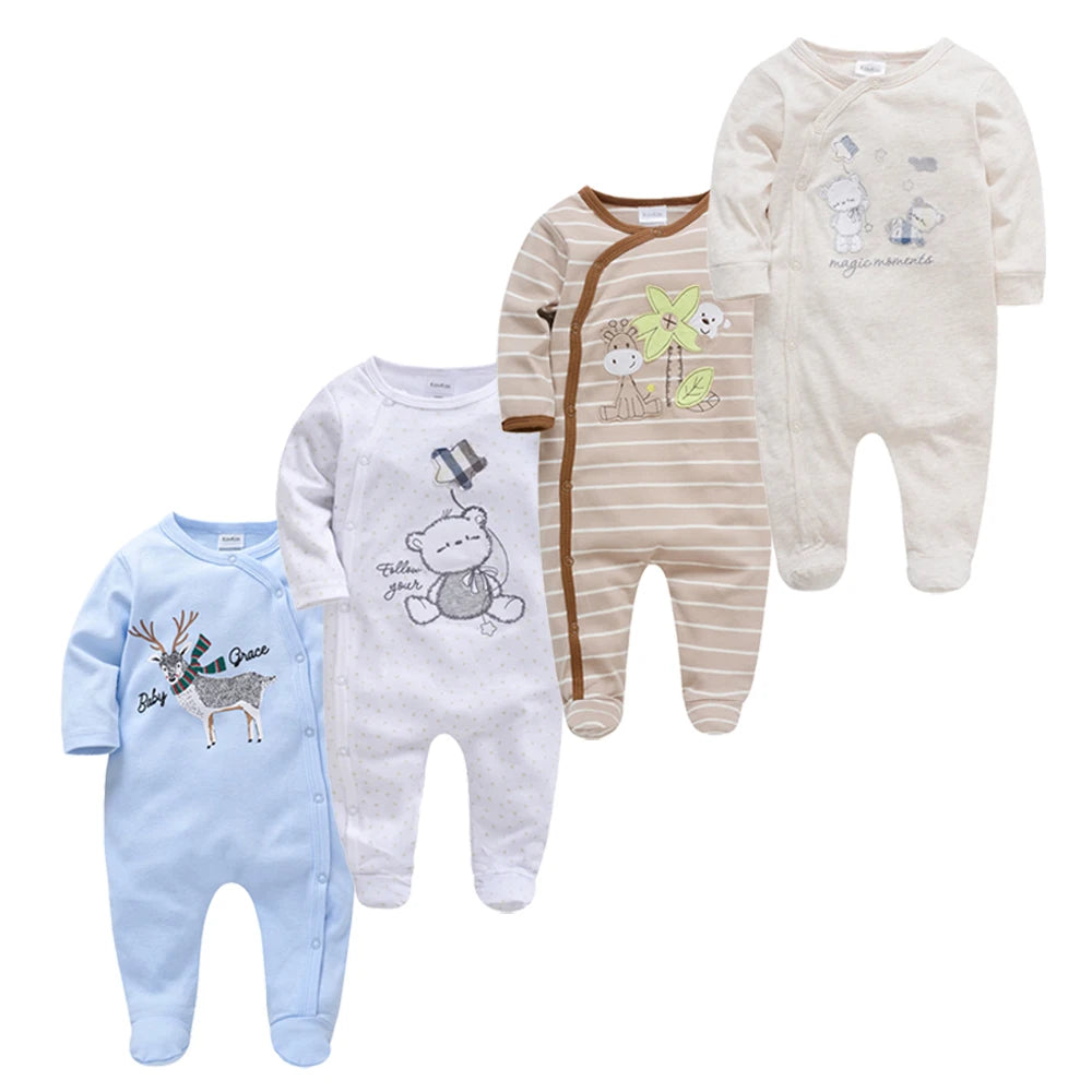 3/4 Pcs a lot Kavkas Baby Boy Rompers Newborn Cotton Girls Clothes Long Sleeve Summer Soft Jumpsuit O-neck 0-12m Onesie Clothing