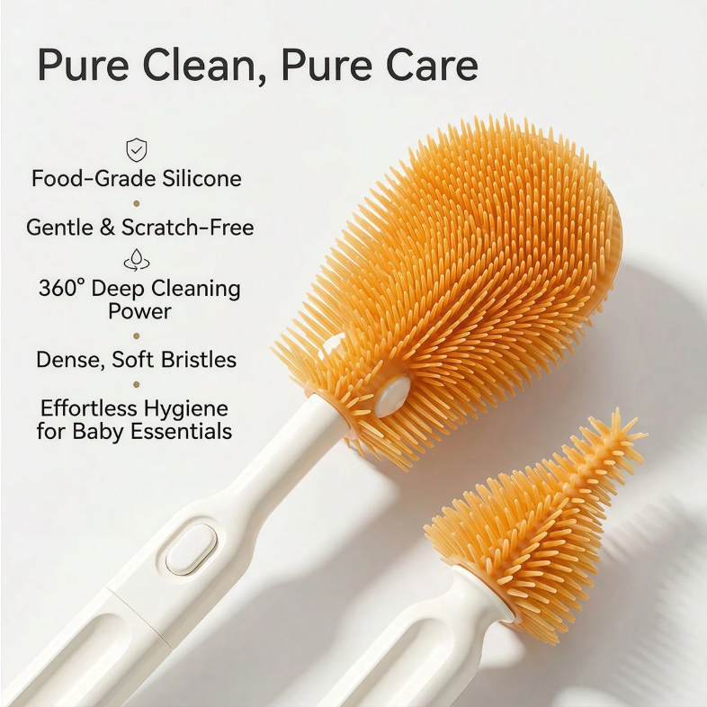 All-in-one compact cleaning set for bottles, straws, and nipples—perfect for travel.