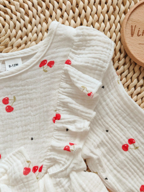 Vintaside Kids Baby Girls' Linen Blend Bodysuit, Long Sleeve & Pants, Comfortable Spring/Autumn