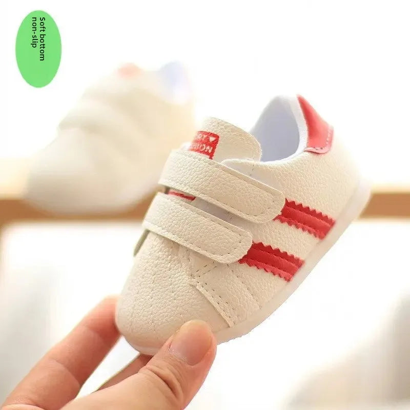 Baby Step Shoes Soft Bottom Anti-Slip 0-1 Year Old Toddler Learning to Walk White Sneakers Breathable Comfortable Infant Footwea