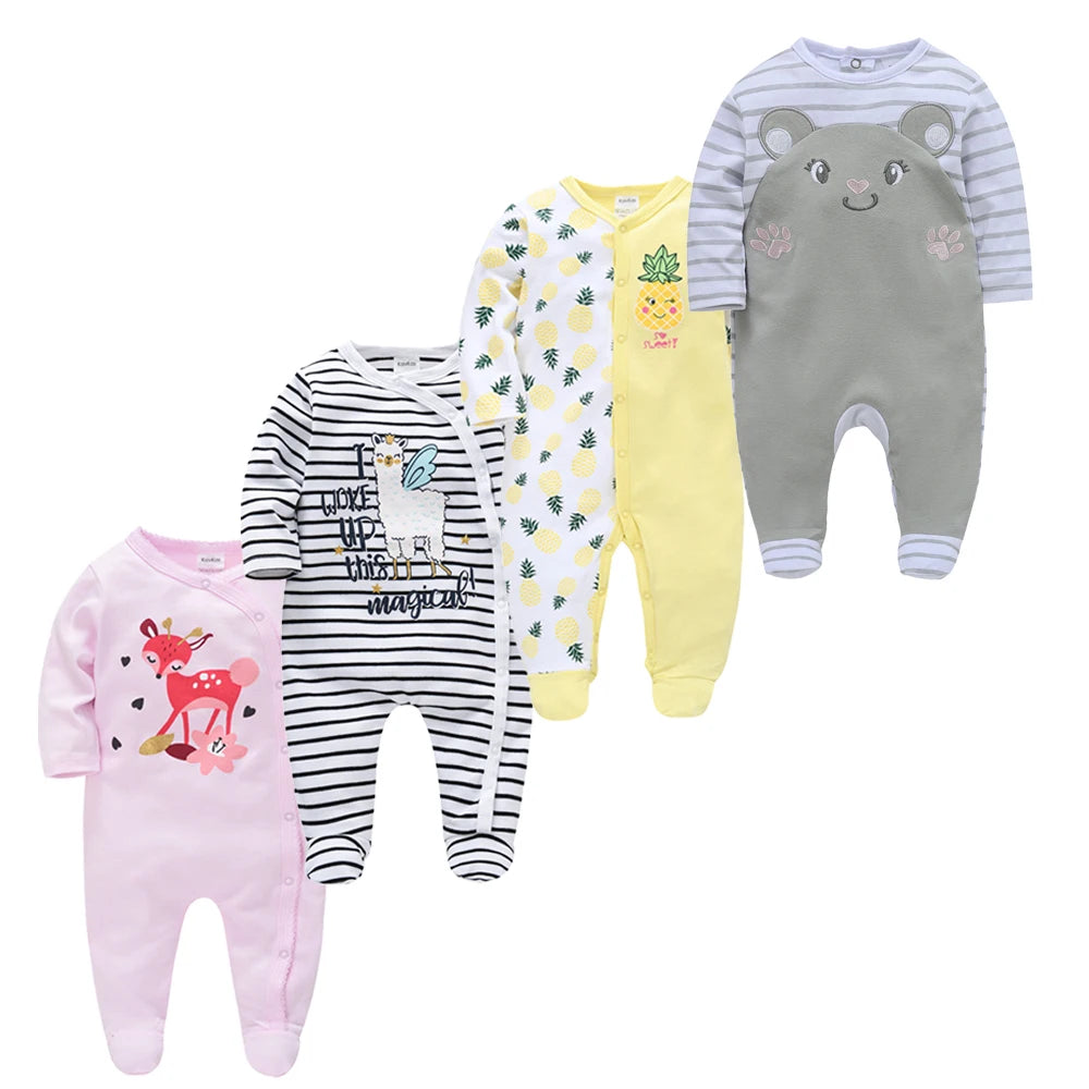 3/4 Pcs a lot Kavkas Baby Boy Rompers Newborn Cotton Girls Clothes Long Sleeve Summer Soft Jumpsuit O-neck 0-12m Onesie Clothing