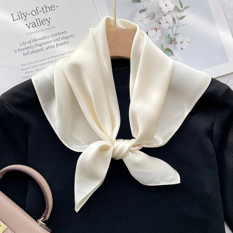 70Cm 100% Mulberry Silk Scarf Women Square Scarves Bandana Wrap Kerchief Mulberry Spring Fashion Luxury Headband Hijab Shawls