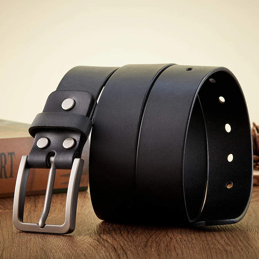 3.8CM Real Genuine Leather For Men High Quality Cowskin Casual Jeans Belts Business Cowboy Waistband Male Fashion Designer Belt